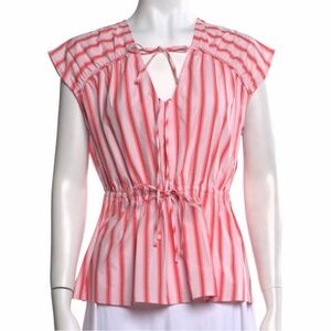10 Crosby Derek Lam Red and White Striped Blouse
